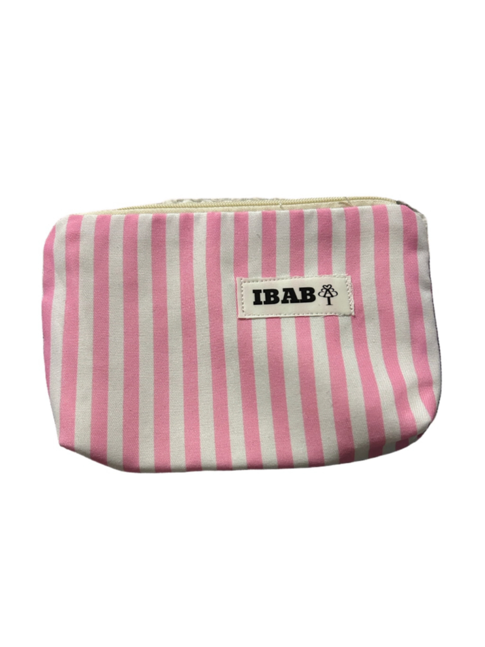 NEW Women's IBAB 6”x4.5” Cosmetic Bag Pink and White Striped